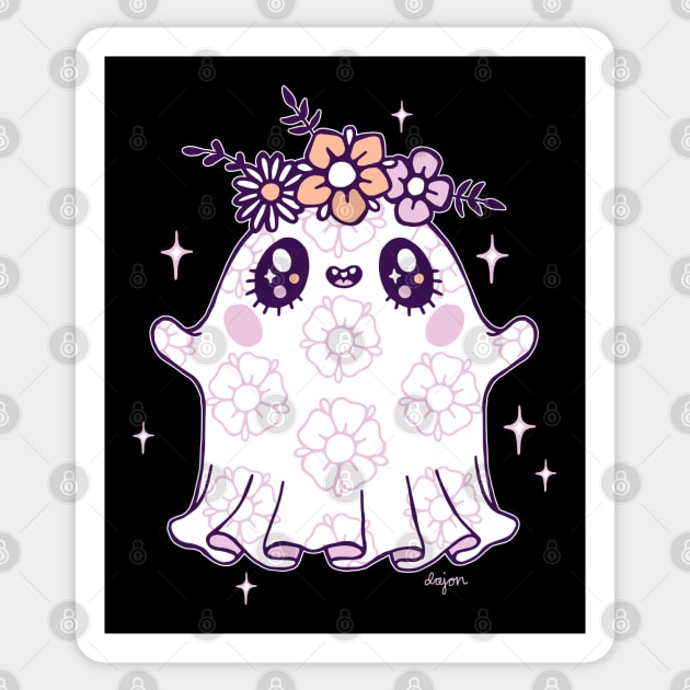 Kawaii Flower Crown Ghost Cutie Sticker by DajonAcevedo